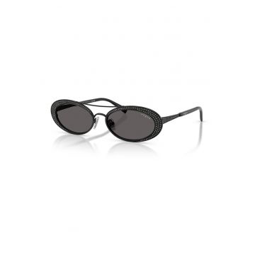 Ochelari de soare ovali cu rama metalica - Negru