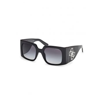 Ochelari de soare patrati cu lentile in degrade - Negru/Alb optic