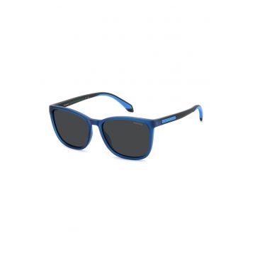 Ochelari de soare patrati cu lentile polarizate - Negru/Bleumarin