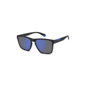 Ochelari de soare patrati cu logo - Negru/Albastru