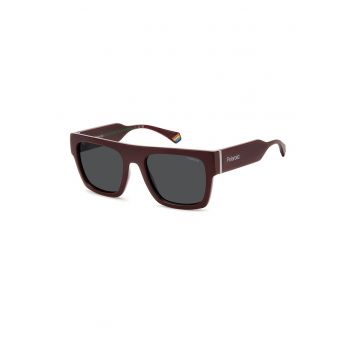 Ochelari de soare patrati unisex cu lentile polarizate - Visiniu