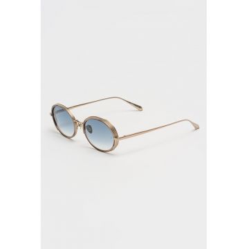 Ochelari de soare rotunzi cu lentile degrade si model unisex - Auriu deschis