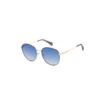 Ochelari de soare rotunzi unisex polarizati - 46745 - Auriu/Albastru