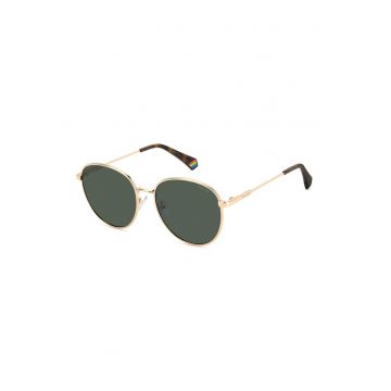 Ochelari de soare rotunzi unisex polarizati - 46745 - Auriu/Verde englez