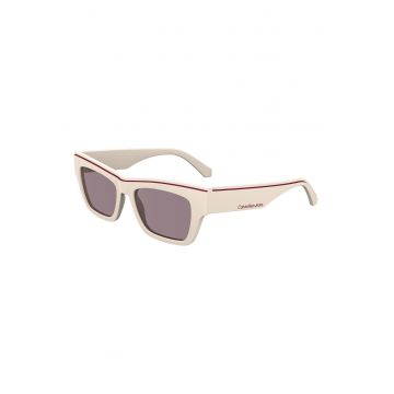 Ochelari de soare unisex dreptunghiulari - inchis - Rosu inchis/Crem