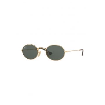 Ochelari de soare unisex ovali cu lentile uni - Auriu/Negru