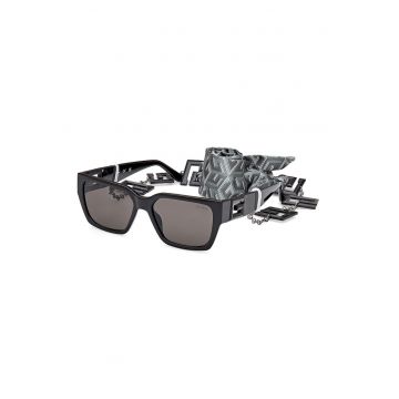 Ochelari de soare unisex patrati - Negru/Negru stins