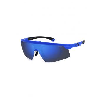 Ochelari de soare wrap cu lentile polarizate - Negru/Albastru royal