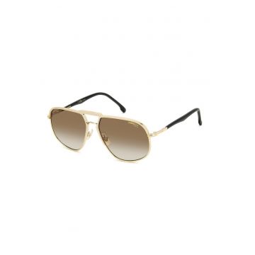 Ochelari de soare aviator cu model in doua tonuri - Auriu/Negru/Maro
