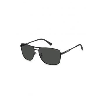 Ochelari de soare aviator cu rama de otel - Negru