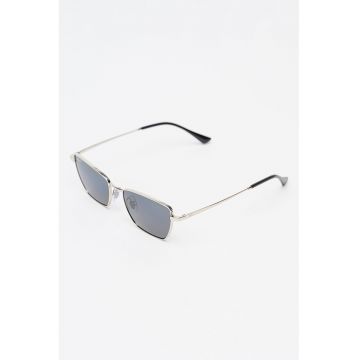 Ochelari de soare butterfly unisex polarizati cu rama metalica - Argintiu inchis/Argintiu