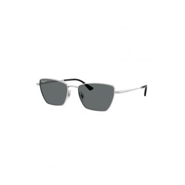Ochelari de soare butterfly unisex polarizati cu rama metalica - Argintiu inchis/Argintiu