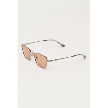 Ochelari de soare butterfly unisex polarizati cu rama metalica - Argintiu/Transparent