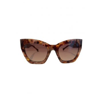 Ochelari de soare cat-eye cu animal print - Maro cognac