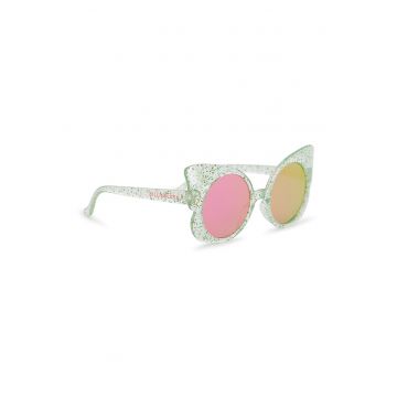 Ochelari de soare cat-eye cu aspect stralucitor - Verde pal