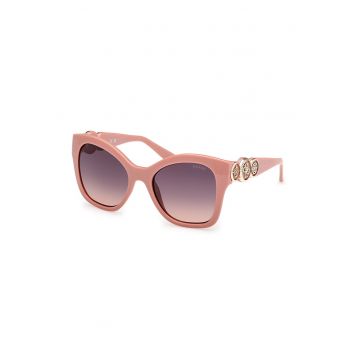 Ochelari de soare cat-eye cu detalii monograma - Roz somon