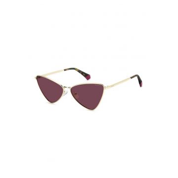 Ochelari de soare cat-eye cu lentile polarizate si rama din otel inoxidabil - Negru/Auriu deschis