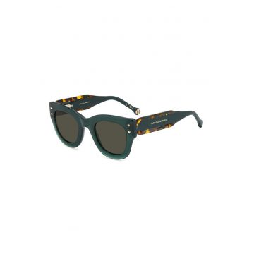 Ochelari de soare cat-eye cu logo - Portocaliu mandarina/Verde smarald