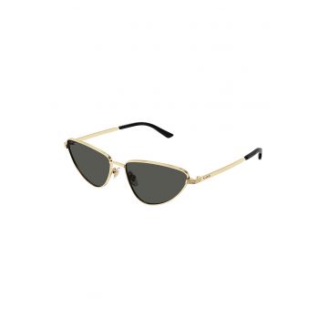 Ochelari de soare cat-eye cu rama metalica - Auriu/Gri inchis