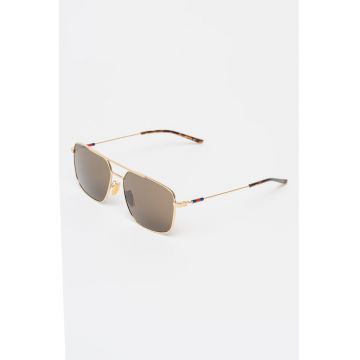 Ochelari de soare cu rama metalica - Auriu/Maro cognac
