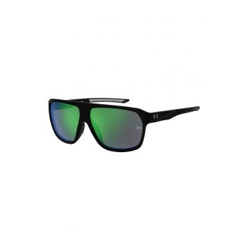Ochelari de soare dreptunghiulari cu logo discret si model unisex - Negru