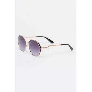 Ochelari de soare hexagonali cu lentile in degrade - Negru/Auriu rose