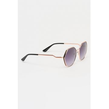 Ochelari de soare hexagonali cu lentile in degrade - Negru/Auriu rose
