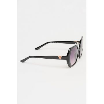 Ochelari de soare hexagonali cu lentile in degrade - Negru