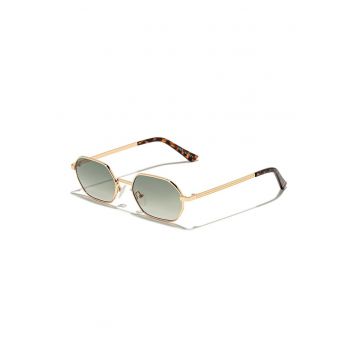 Ochelari de soare hexagonali unisex - Auriu/Kaki