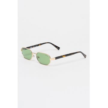 Ochelari de soare ovali cu model unisex - Auriu/Maro
