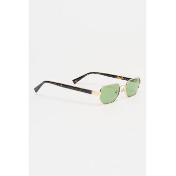 Ochelari de soare ovali cu model unisex - Auriu/Maro