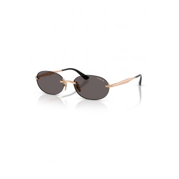Ochelari de soare ovali cu rama metalica - Auriu rose