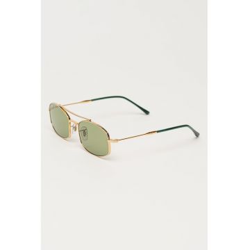 Ochelari de soare ovali cu rama metalica si model unisex - Auriu/Auriu rose