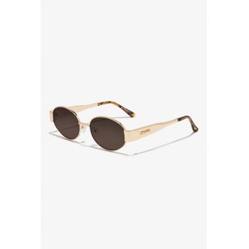 Ochelari de soare ovali unisex - Auriu/Maro