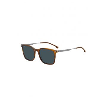 Ochelari de soare patrati cu aspect tortoise - Maro scortisoara/Argintiu