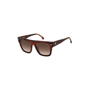 Ochelari de soare patrati cu rama cu aspect tortoise - Negru/Caramiziu inchis