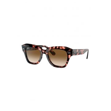 Ochelari de soare patrati unisex State Street - Maro inchis/Roz somon
