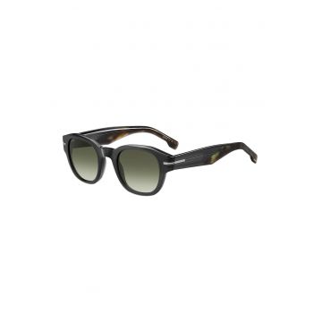 Ochelari de soare rotunzi cu lentile in degrade - Negru carbon/Verde fistic