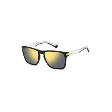 Ochelari de soare unisex cu lentile oglinda polarizate - Alb/Negru