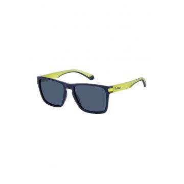 Ochelari de soare unisex cu lentile oglinda polarizate - Verde lime/Bleumarin