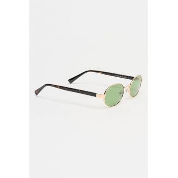 Ochelari de soare unisex cu lentile ovale - Auriu/Maro
