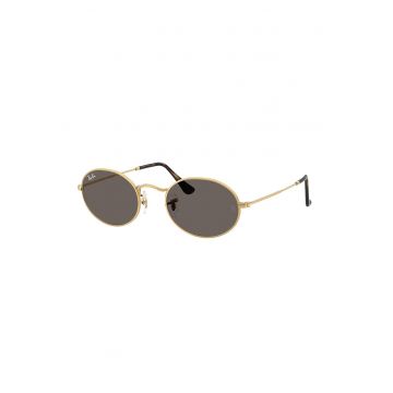 Ochelari de soare unisex ovali cu lentile uni - Auriu -