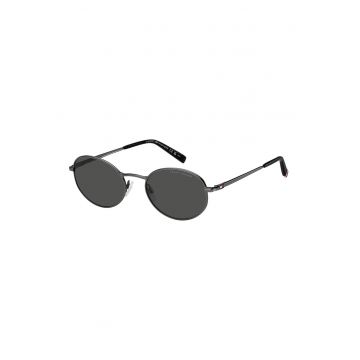 Ochelari de soare unisex ovali cu rama metalica - Argintiu inchis