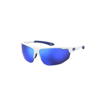 Ochelari de soare wrap cu lentile oglinda - Alb/Albastru oceanic