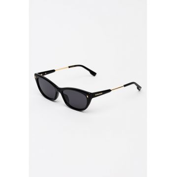Ochelari de soare cat-eye cu rama metalica - Negru