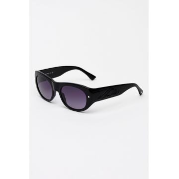 Ochelari de soare ovali cu lentile in degrade - Negru