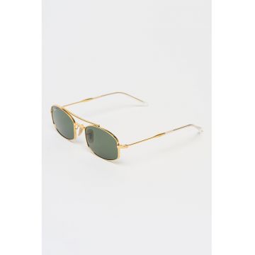 Ochelari de soare ovali cu rama metalica si model unisex - Auriu antichizat
