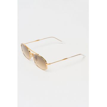 Ochelari de soare ovali cu rama metalica si model unisex - Auriu