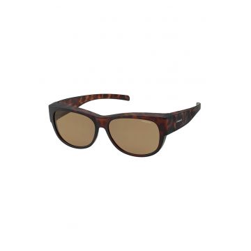 Ochelari de soare ovali unisex polarizati - Maro cognac/Negru
