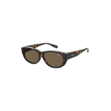 Ochelari de soare ovali unisex polarizati - Negru/Maro